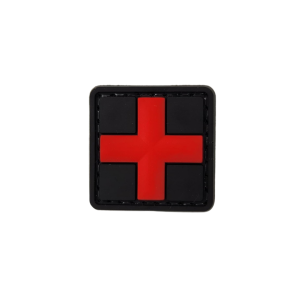 TacSpec 3D Medic Cross PVC Velcro Patch - Black/Red